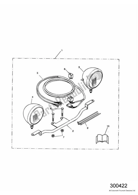 All parts for the Light Bar Kit of the Triumph America Carburettor 790 2002 - 2007